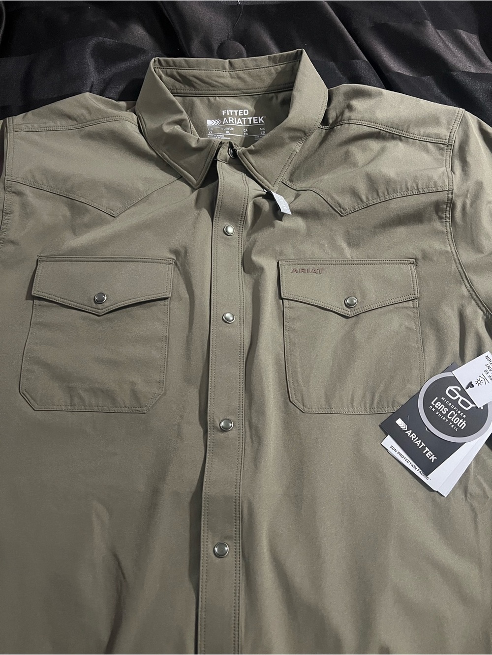 Ariat Olive Green AriatTek Snap-Front Work Shirt short sleeve